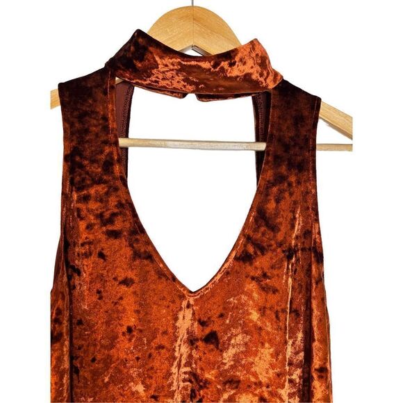 Show Me Your Mumu Friday Choker Dress in Copper Crushed Velvet Sz S - Picture 3 of 7
